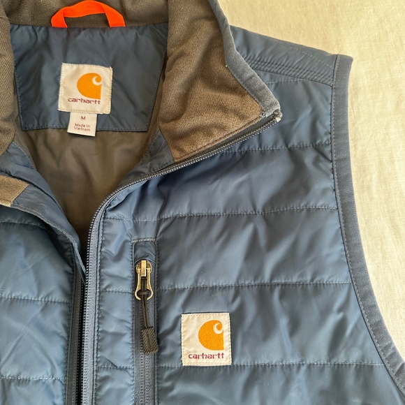 Carhartt Men’s Insulated Nylon Vest Blue Zip Front Workwear Medium - Picture 6 of 9